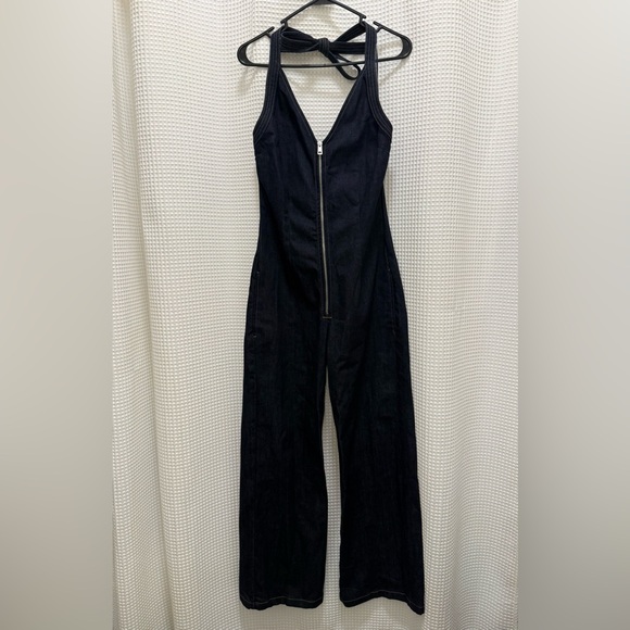 Zara Pants - Zara Dark Blue Denim Straight Leg Jumpsuit - size small - like new!